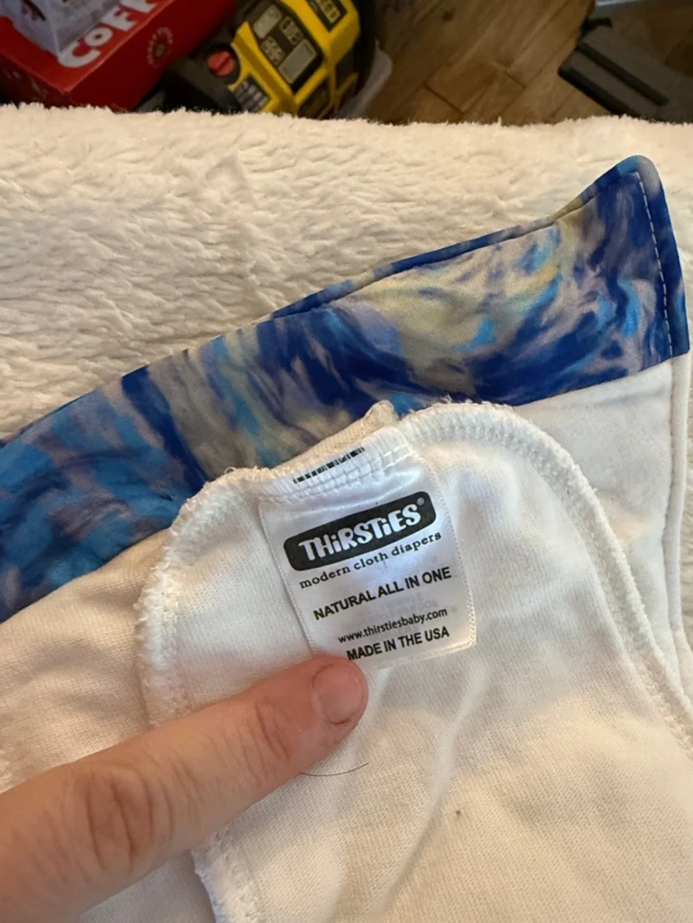 5/$25 Reusable Kids Adjustable Cloth Diaper in Blue & Yellow Swirl